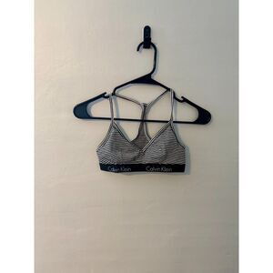 Calvin Klein Sports Bra – White & Black Stripe (Size M)